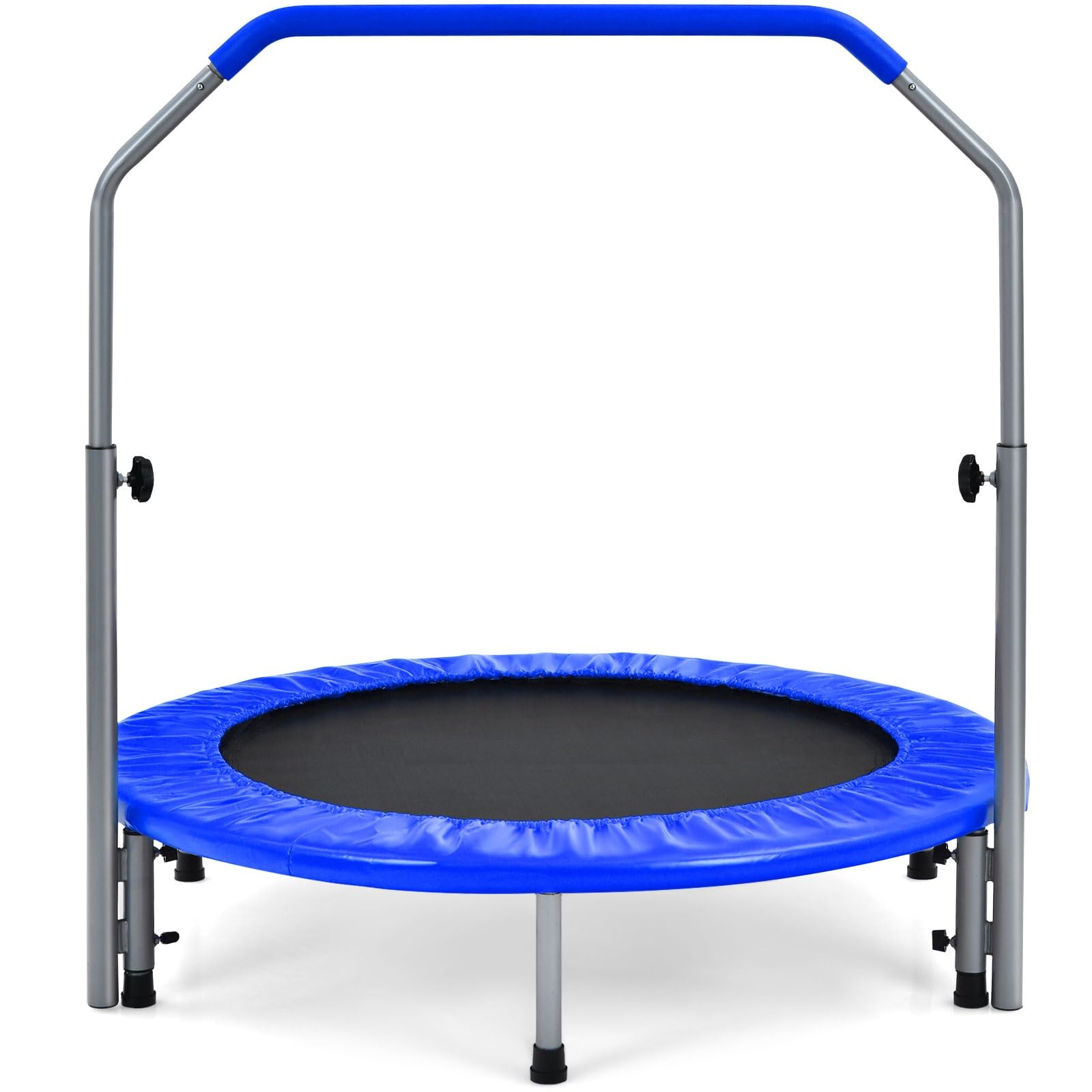 COSTWAY Trampolino per Bambini e Adulti, Tappeto Elastico Pieghevole e Regolabile in 4 Altezze con Maniglia, Capacità di Carico 150 kg