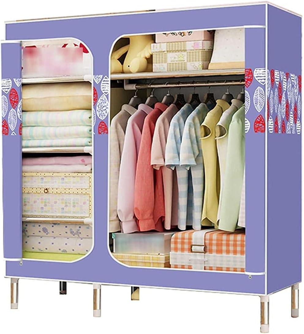 Bedroom Wardrobe Portable Fabric Wardrobe Metal Bracket Partitioned Storage Closet Stable Open Wardrobe Clothes Rack (Color : B Size : 168 130 45CM) (A 168 * 130 * 45CM)