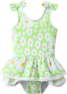 Baby Girls Swimsuit Toddler Bathing Suit One Piece Beachwear Sunsuit Floral Ruffle Swimwear