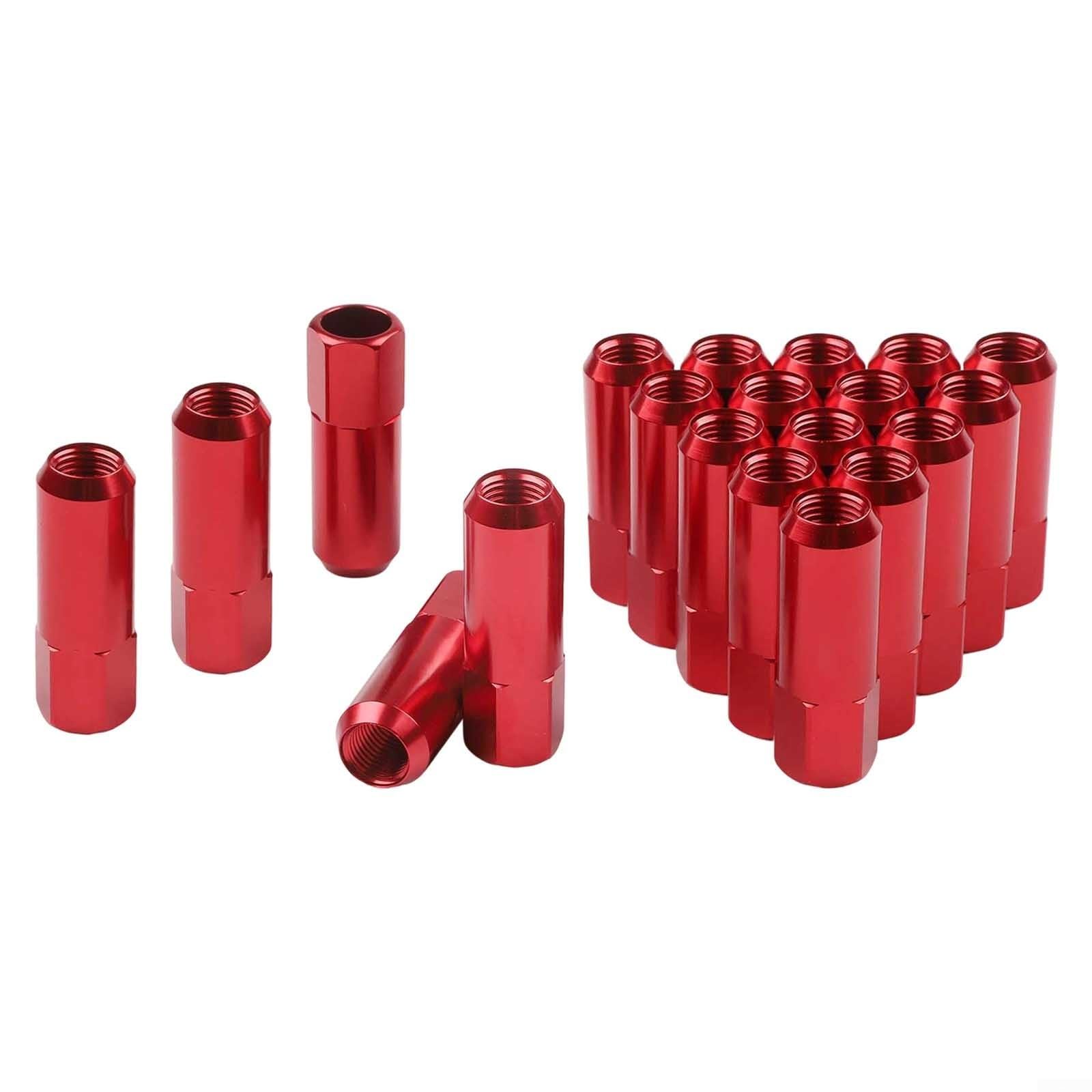 20pcs 60mm Wheel Hub Screws for M14x1.5, Lightweight Aluminum Alloy Tire Nuts, Red – Compatible with Car Wheel Studs for Vehicle Repair