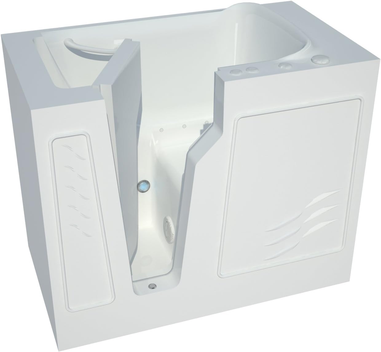 MT2646RWA 3-Side Enclosure 26 by 46 by 38-Inch Air Jetted Walk In Bathtub Spa Right Side Door, White
