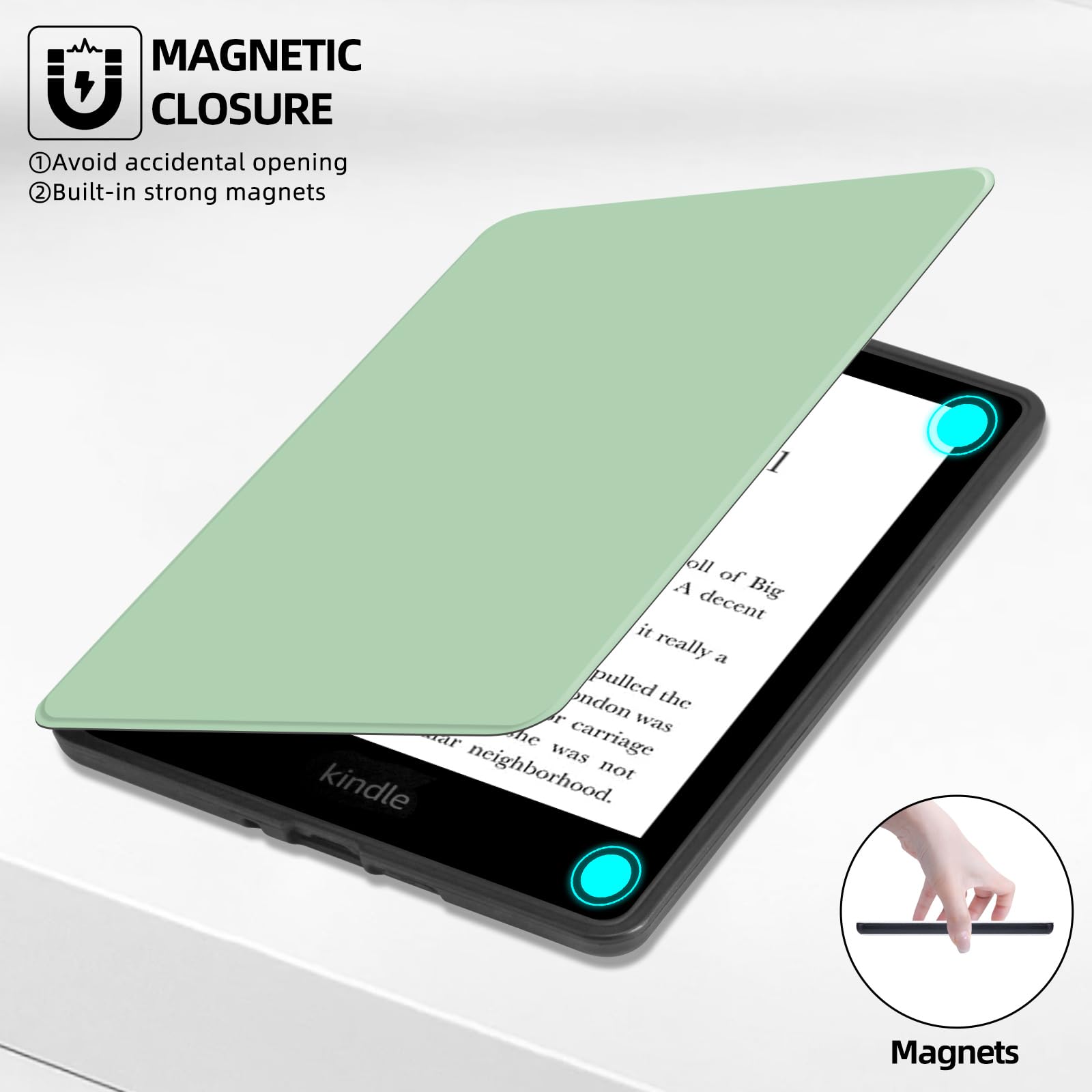 MOROCK Schlanke Schutzhülle für 15,2 cm (6 Zoll) Kindle (11. Generation, Version 2024/2022, Modell-Nr. RS23CV/C2V2L3), hochwertige, leichte Schutzhülle aus PU-Leder mit Handschlaufe, automatischer