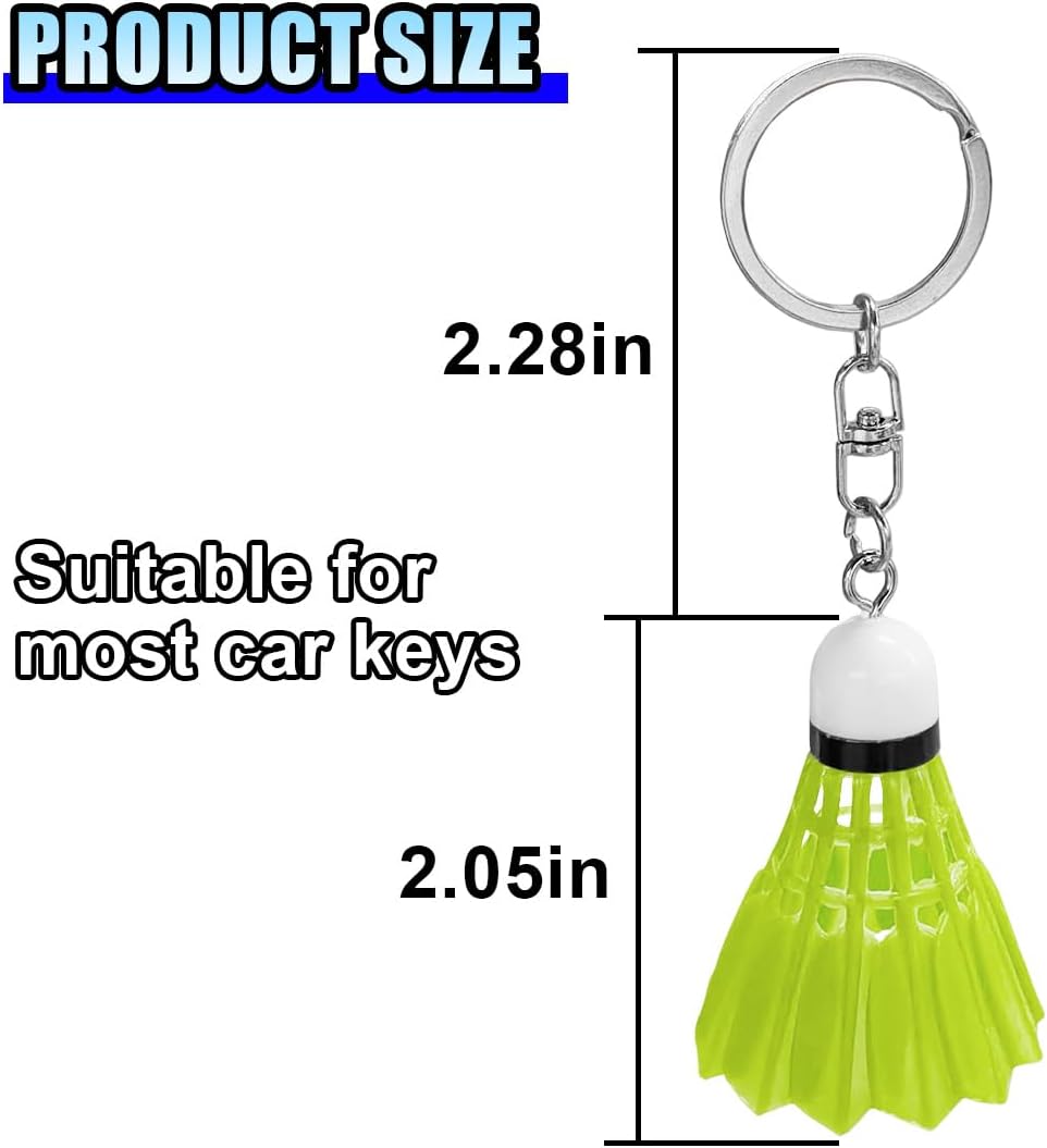 Mini Badminton Car Key Chain, Personalized Auto Key Fob Keychain Holder, Key Ring Decoration Accessories for Women Men (Green) image 2