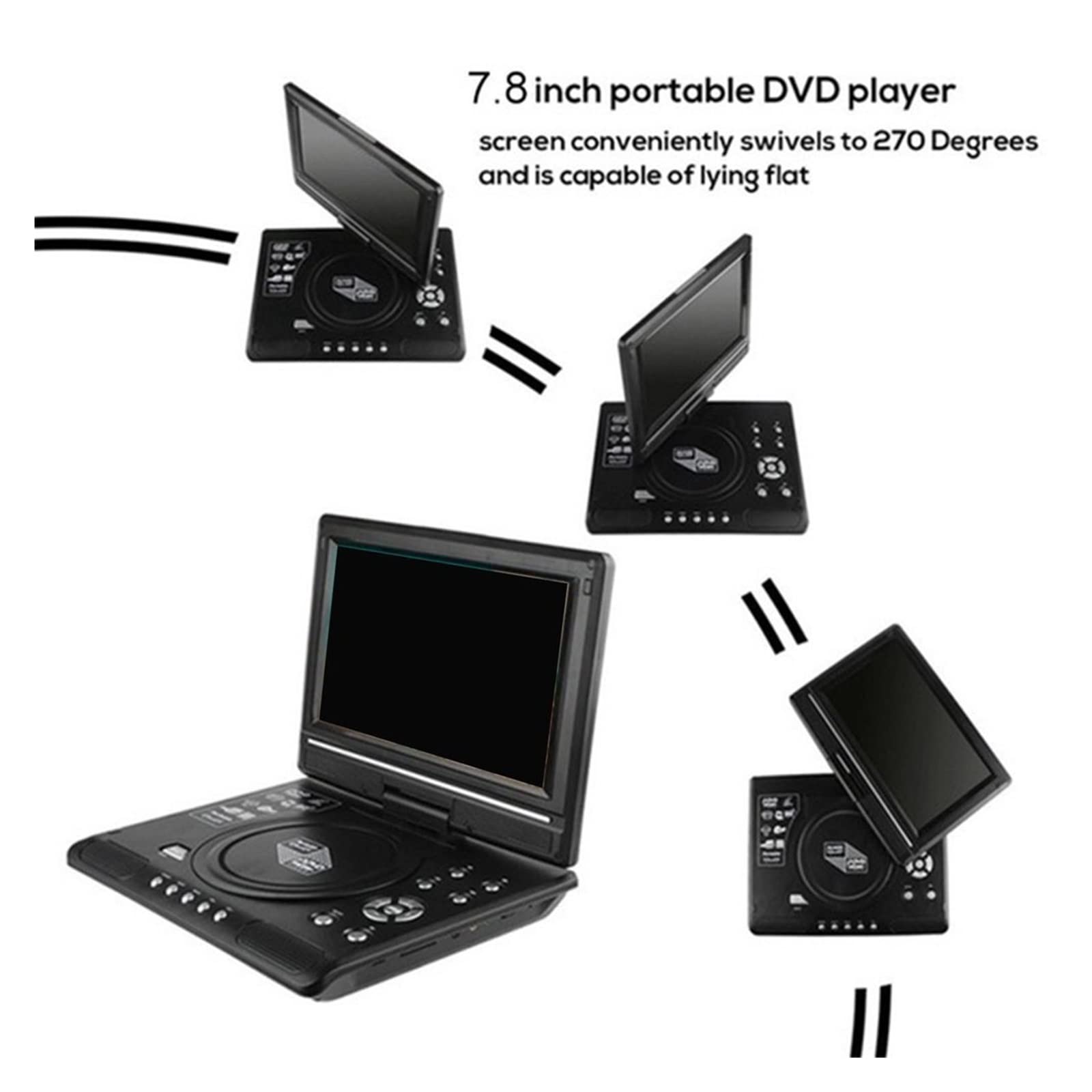 Lettore DVD multimediale automobilistico schermo da 7,8 pollici VCD portatile ad alta definizione Mp3 USB con TV/FM per auto e bambini