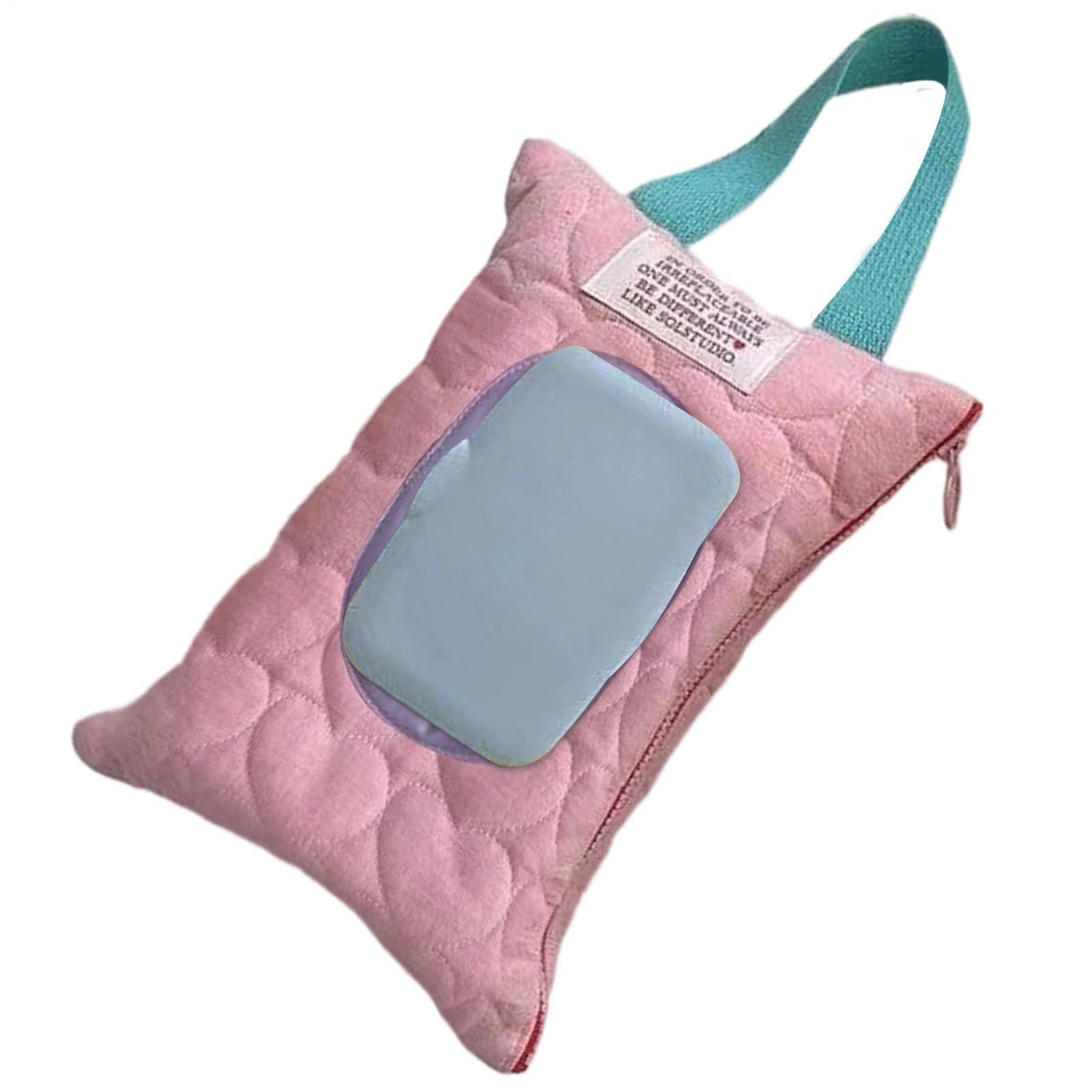 Diaper Wipes Dispenser - 20cm Quilted Pouch, Outdoor Travel Wipe Case, Portable Hanging Stroller Gear | Reusable Waterproof Storage Bag for Bathroom Car Toilet