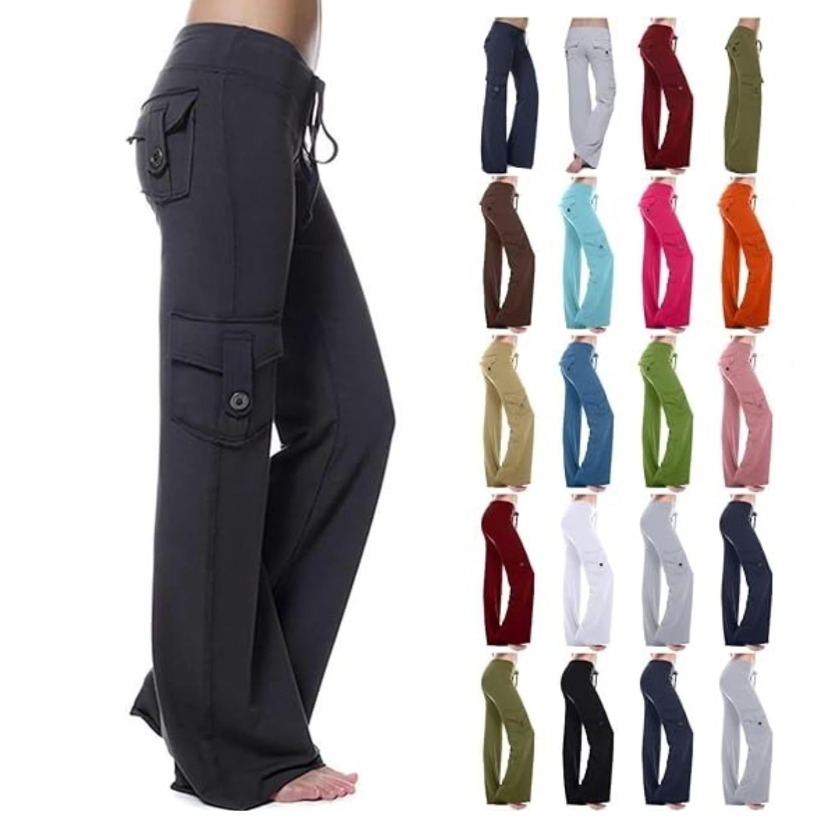 Womens Wide Leg Yoga Pants Cargo Wide Leg Pants Plus Size Flare Leggings Baggy Pants Flare Yoga Pants with Pockets