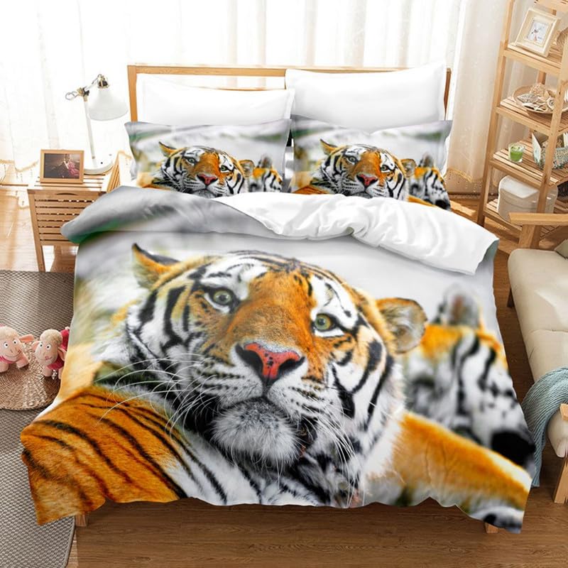 Funda nórdica cama 180 de tigre gris 240x260 para decoración de dormitorio moderno