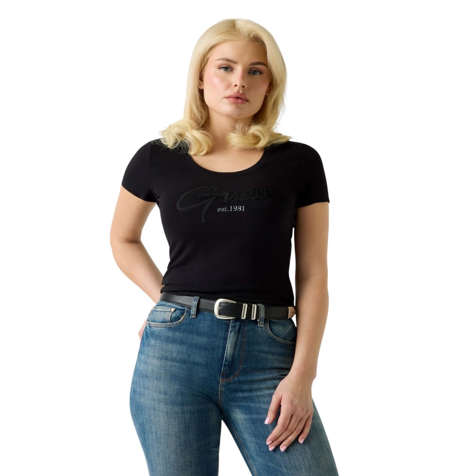 Guess Maglietta da donna con stelle, nero, M