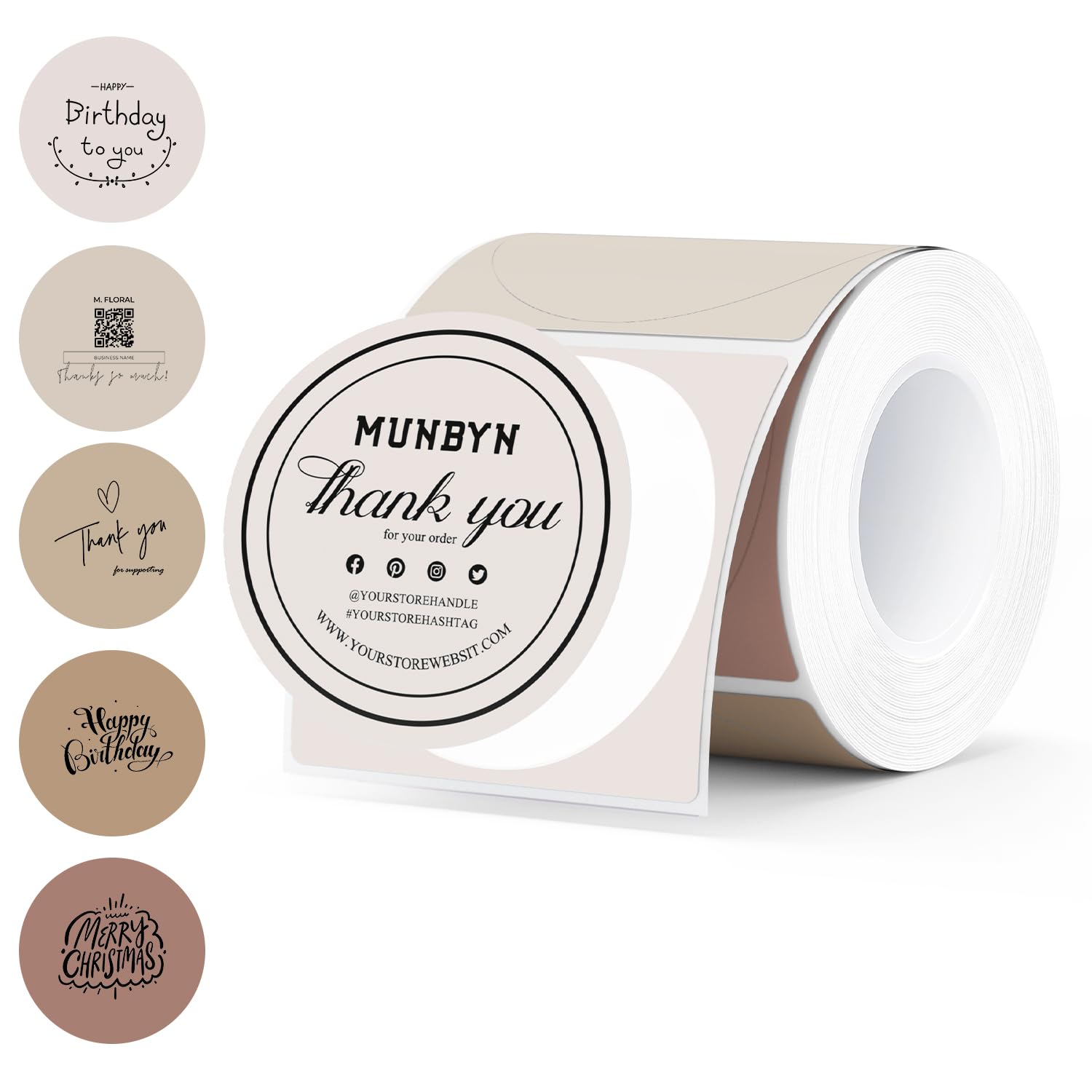 MUNBYN 2 Inch Thermal Labels Round, 2 Inch Thermal Label Stickers for Candle, Baking, 150 Sheets/1 Roll