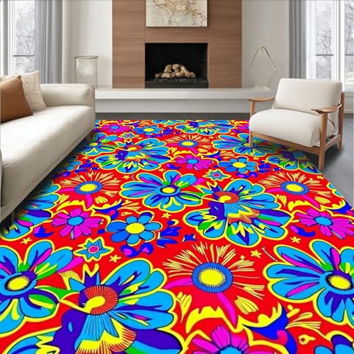 Design&I Low Pile Flatwoven Area Rug 8x10, Elegant Floral Accent