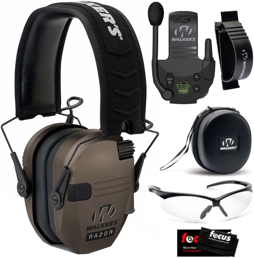 Walker's Razor Slim Electronic Muff ULTIMATE RANGE BUNDLE, Flat Dark Earth (6 Items)