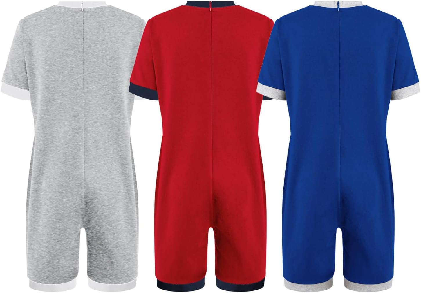 3 Pack Special Needs Adaptive Clothing for Kids Short Sleeve Anti-Strip Romper Zip Back One Piece Jumpsuit Bodysuit