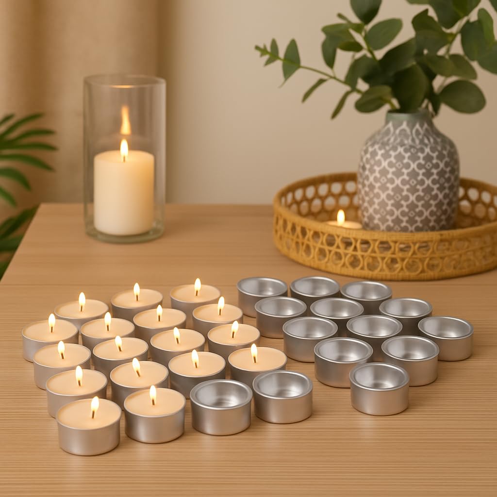 Sponsored Ad - Pure Source India Aluminum Tealight Candle Holder for DIY Tealights, Aromatherapy Burners, Diwali, Weddings & Home Décor (40 X 16MM) (100 PCS)