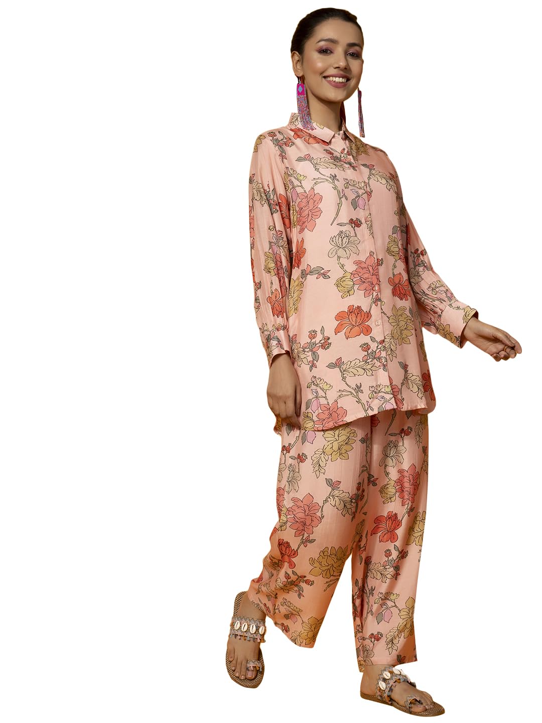 Women's Printed Silk Blend Co-Ord Set