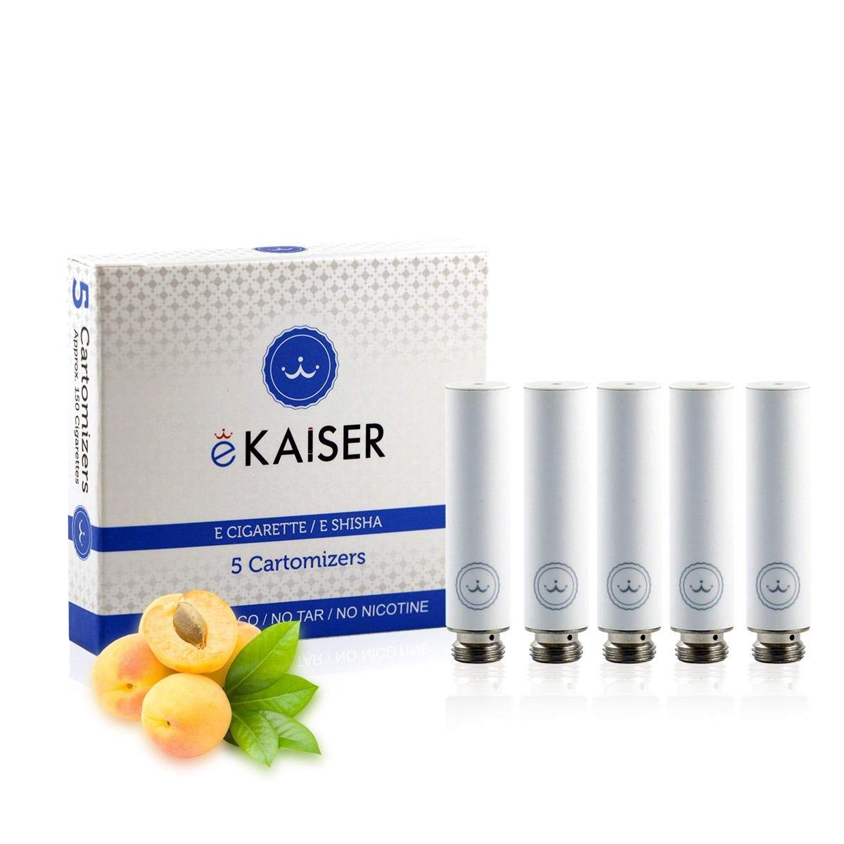E Shisha E Liquid 5 Pack White Cartomizer *Peach Flavour* E Cigarette for eKaiser Rechargeable eShisha Cigarette