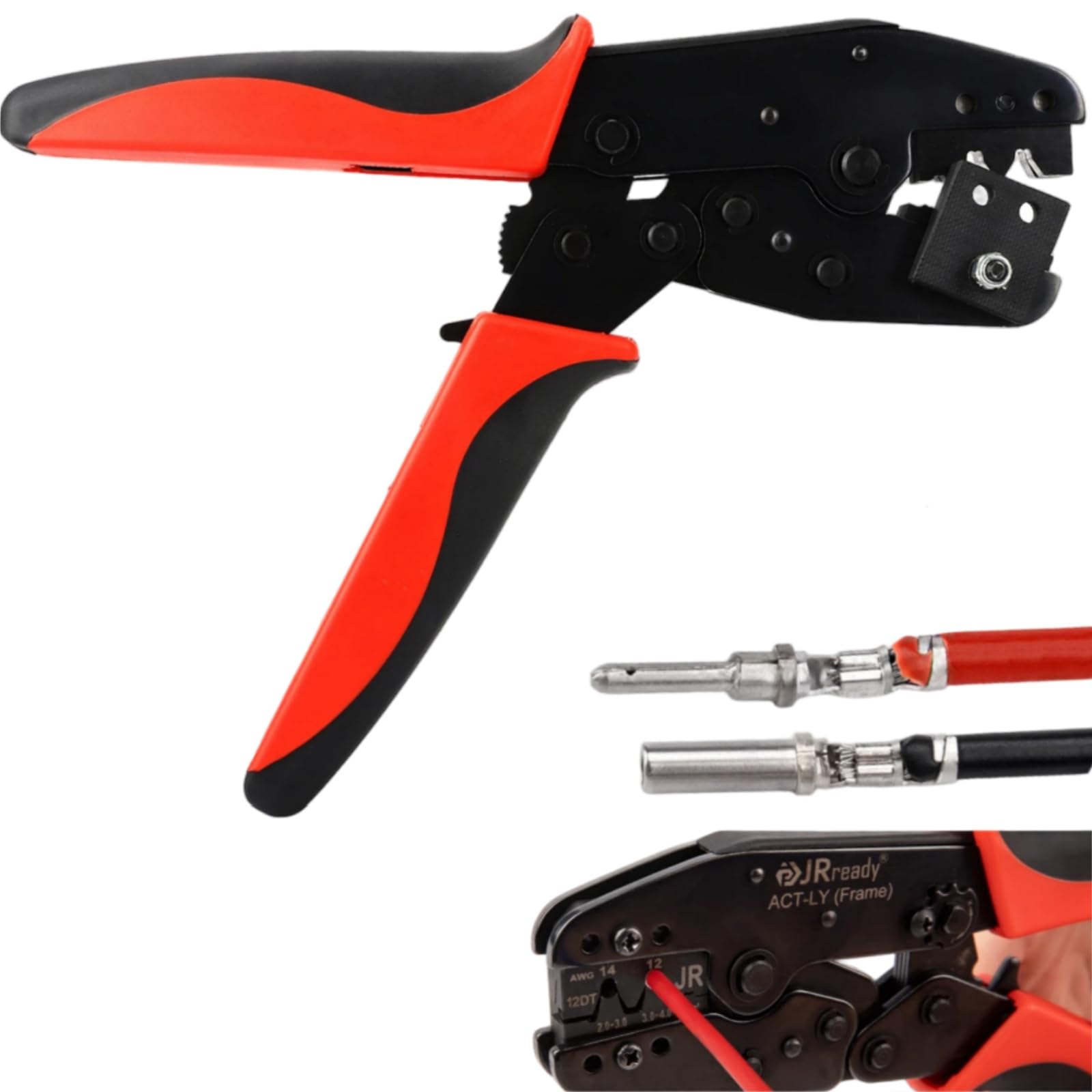 Deutsch Crimp Tool Open Barrel Size12 - ACT-LY-12DTP Crimper for Deutsch DTP Connector Kit Stamped Formed Contacts 12-14AWG for Automotive, Electrical, Industrial Applications