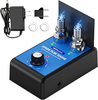OBDResource Automotive Spark Plug Tester Engine Ignition Spark Plugs Tester Analyzer 0 to 6000RPM Car Motorcycle Spark Plug Testers Tool for 12V Gasoline Vehicles Dual Holes 13MM Spark Plug Socket