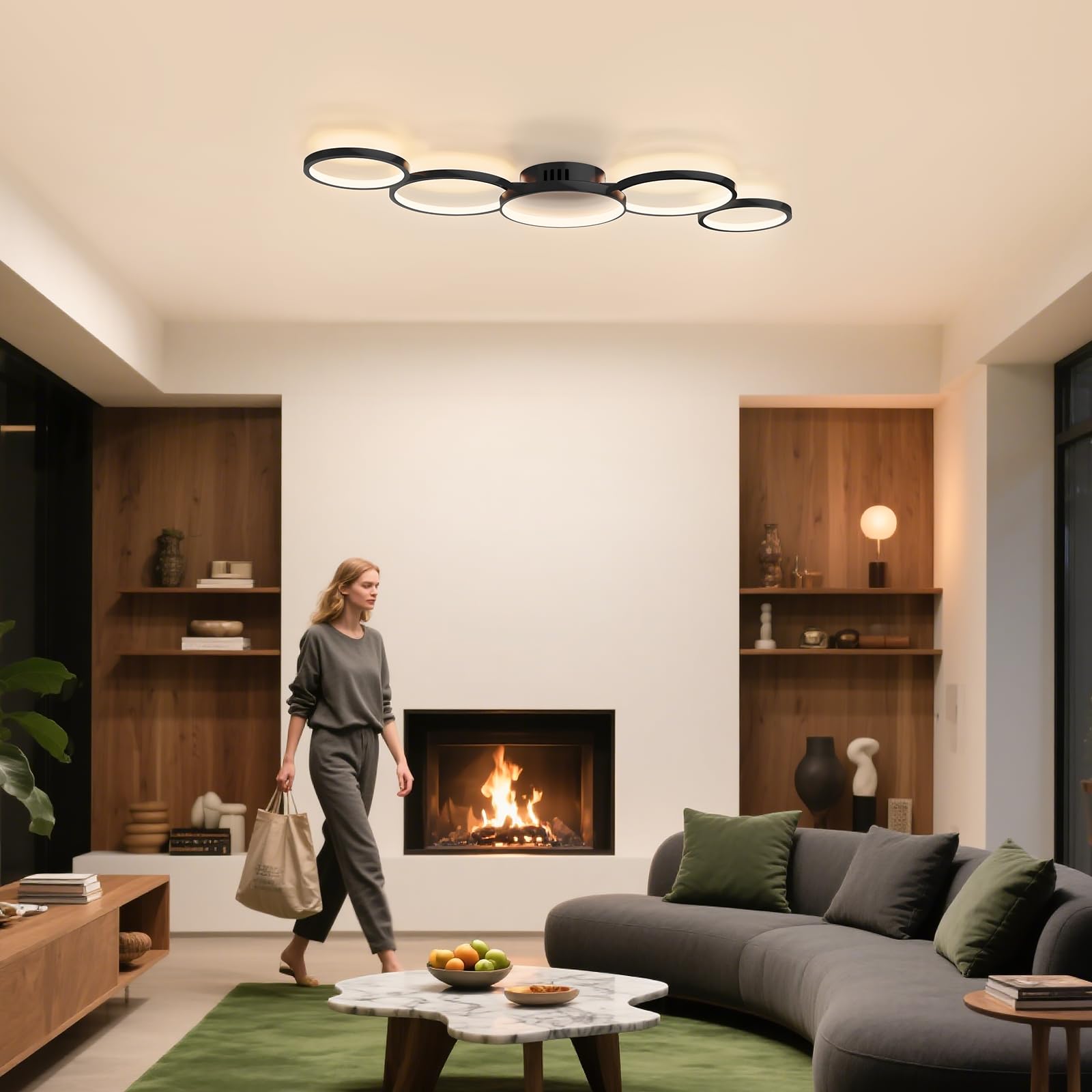 Sky angle Plafoniera LED con Telecomando, Plafoniera Dimmerabile 3000-6000K 50W 6000LM Luce Rotonda per Camera da Letto Soggiorno