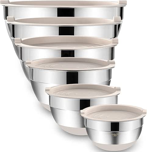Umite Chef Mixing Bowls with Airtight Lids, 6 piece Stainless