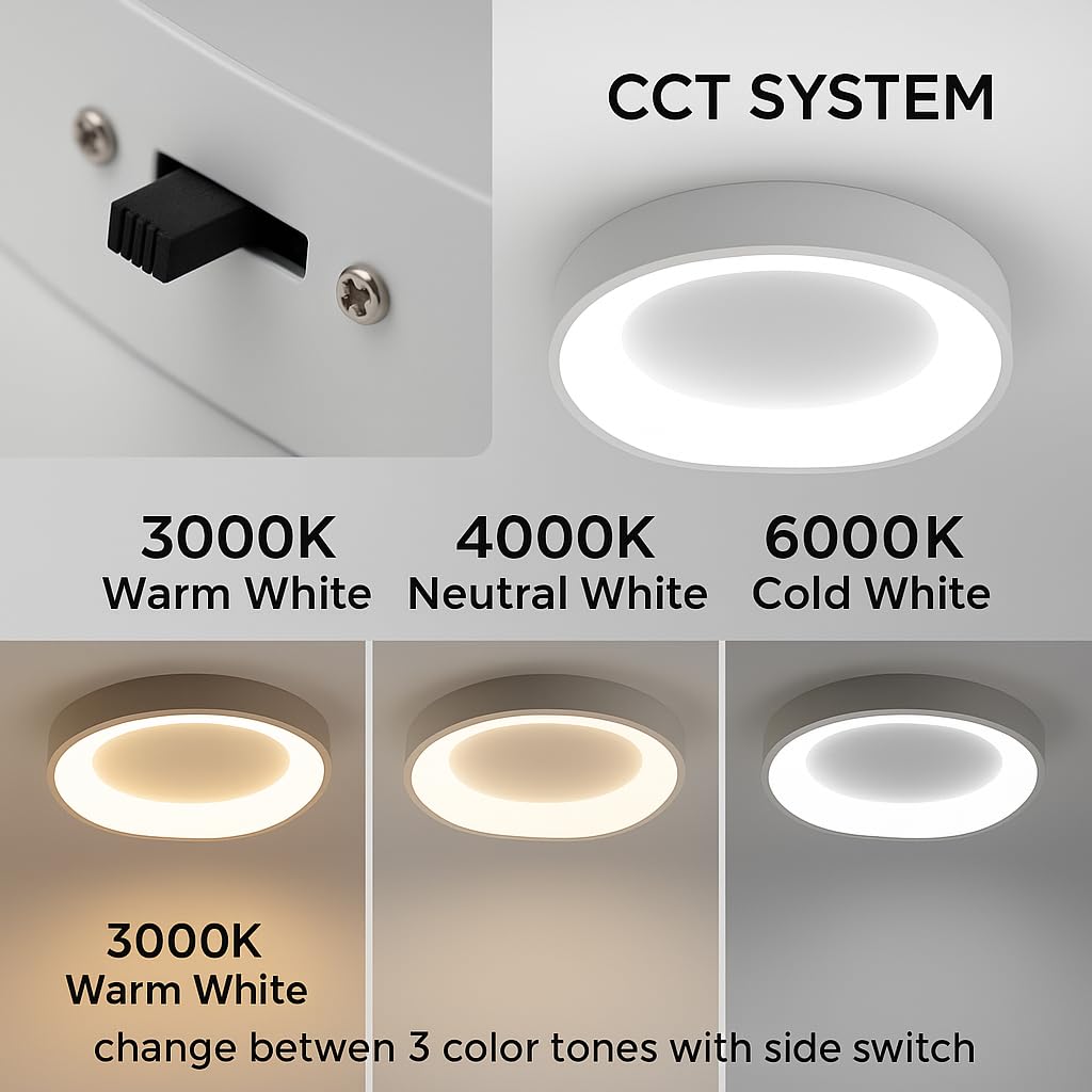Alpinaluz Plafón LED de Techo Blanco Ø40 cm – 36 W, Luz Seleccionable 3000K/4000K/6000K – Diseño Ondulado Irregular de Acero Mate con Difusor Acrílico Opal, Estilo Moderno Nórdico