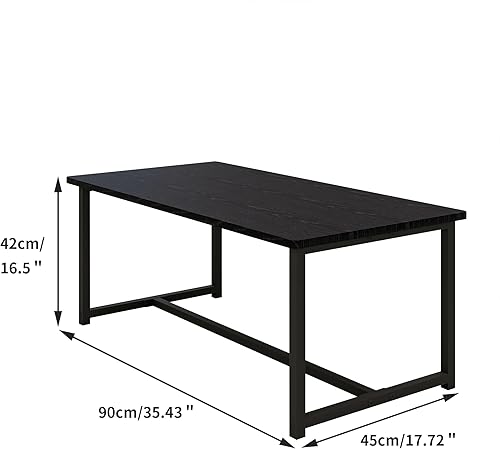 Miniatura 2 de Mesa auxiliar rectangular de 35.4 pulgadas para sala de estar, mesa de centro de estilo industrial moderna con marco de metal para espacios Negro