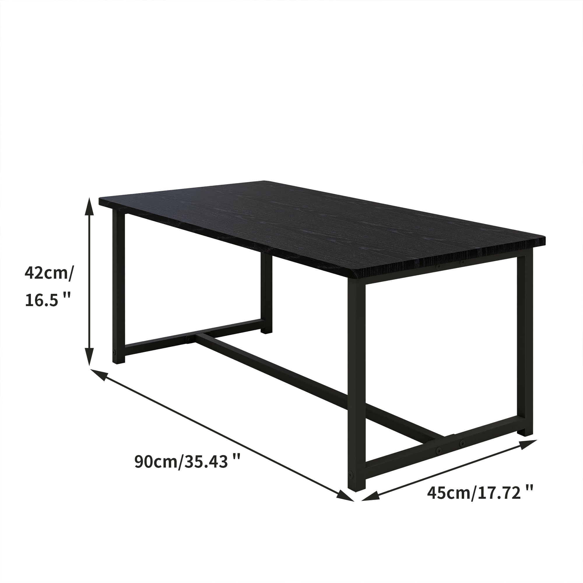 Table basse, table de salon, moderne, rectangulaire, en métal, montage facile, pour salon, chambre à coucher, noire
