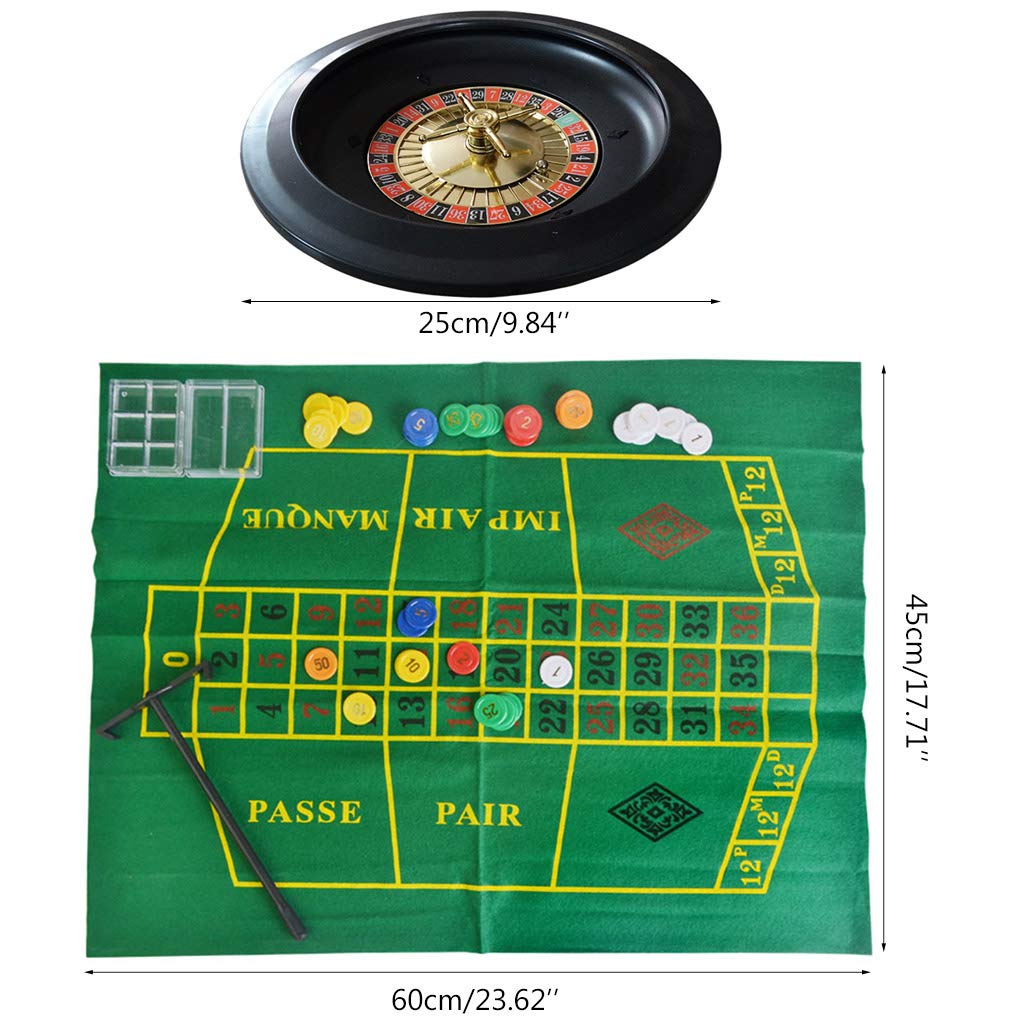10 Zoll Roulette Spiel Set mit Tischdecke Poker Chips für Bar Party Borad Spiel