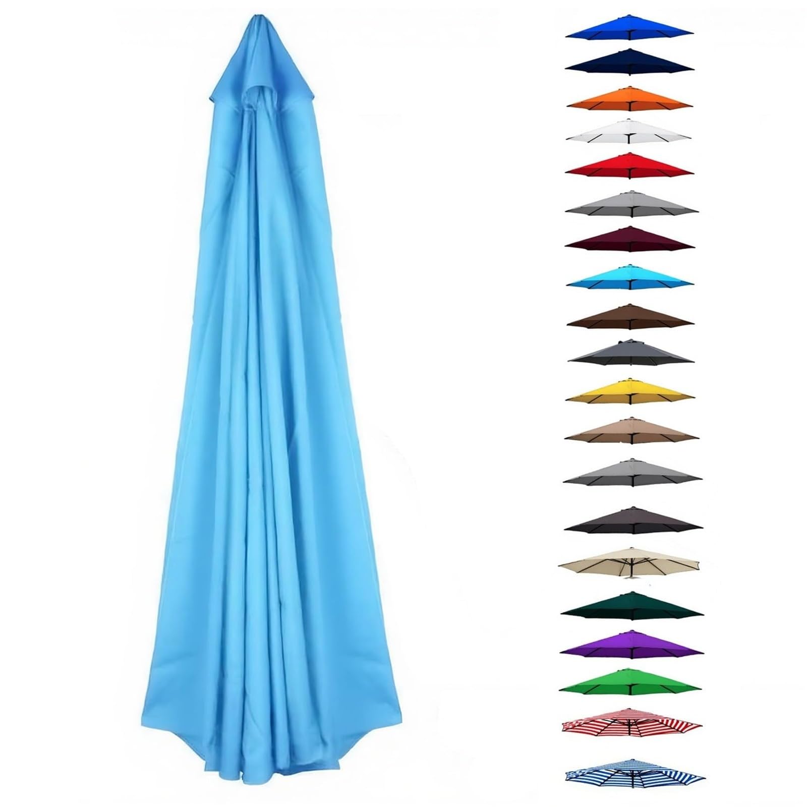 UV30+ Waterproof Garden Parasol Umbrella 2.0-4.0M – Outdoor Sun Shade Canopy For Patio Beach Pool Lawn & Deck – 6/8 Rib Design(Lake Blue,(8Rib) 2.8m/9.1ft)