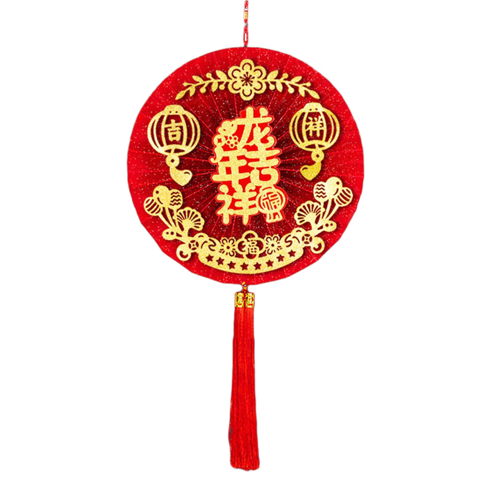 Paper Fan Hanging Ornament Decor Festive Red Pendant for Spring Festival Celebrations Traditional New Year Decorations Spring Festival Ornament