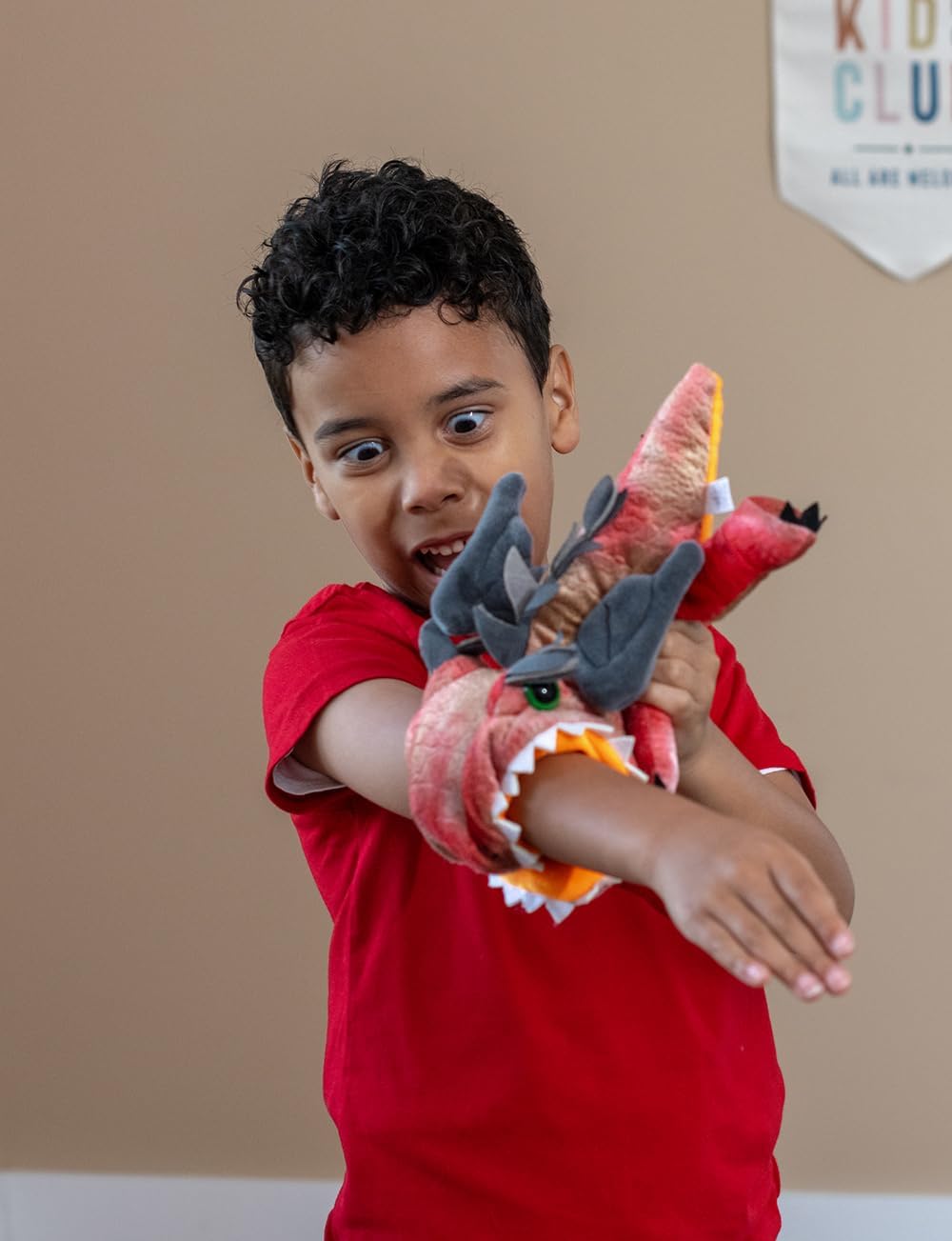 The Petting Zoo Red Dragon Stuffed Animal Plushie Slap Bracelet, Gifts for Kids, Slapstix Dragon Animals, Dragon Plush Toy 10 Inches, Medium, 723729