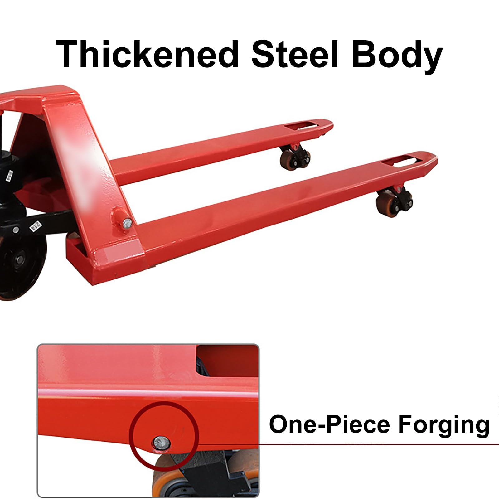 Martinetto idraulico per pallet elevatore per carichi pesanti, pompa manuale, cilindro dell'olio sigillato, impugnatura ergonomica per magazzini, supermercati, uso in fabbrica (grande capacità)