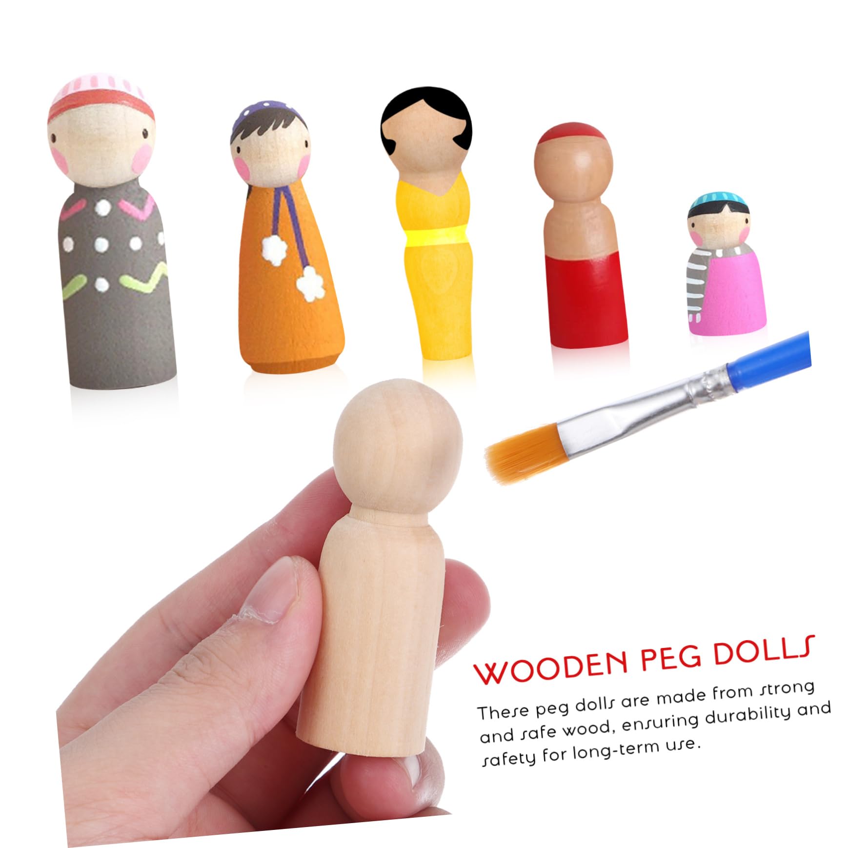 Supvox 6x Steckpuppen Holz - Unbemalt Für DIY Projekte