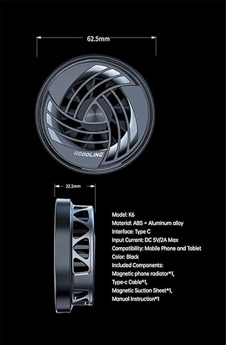 Miniatura 2 de Yodoit Ventilador magnético para teléfono, ventilador portátil Magsafe para iPad, radiador LED TEC, batería inteligente silenciosa, disipador de