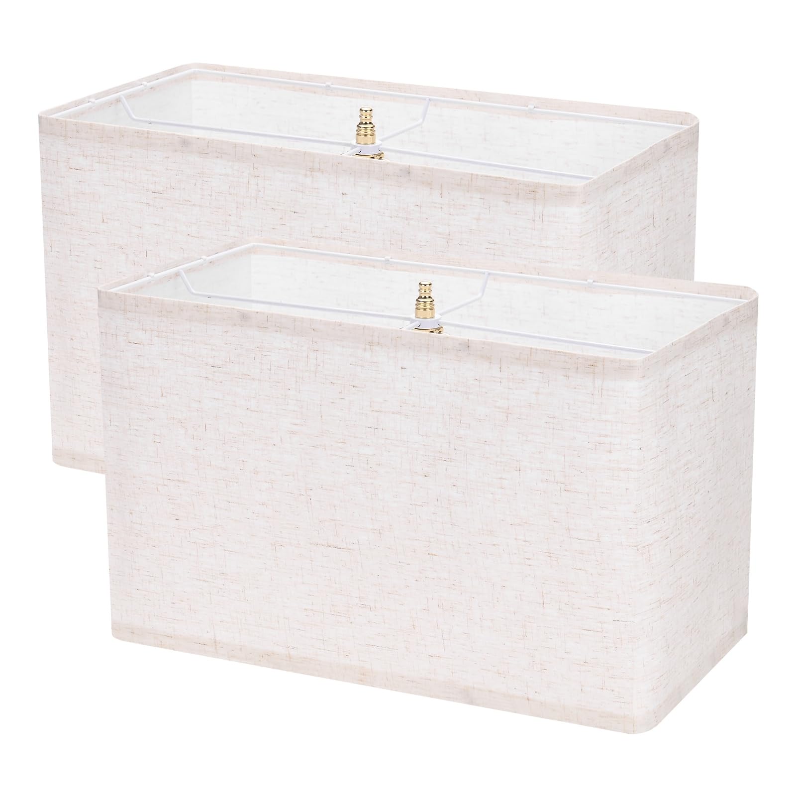 M METERXITY 2-Pack Rectangle Lamp Shades, 16" x 8" x 10" Large Lamp Shades Easy Assembly for Table/Wall/Bedside/Floor Lamp Replacement [Beige]