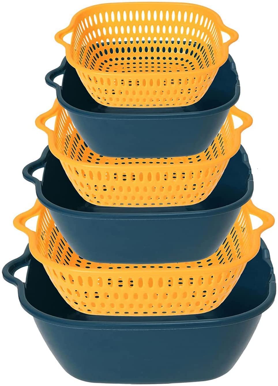 Colander Strainer Drainer for Food Drain Bowl Set Best Kitchen Accessories for Fruit Veggies Rice Pasta Straining Strainer-6pcs