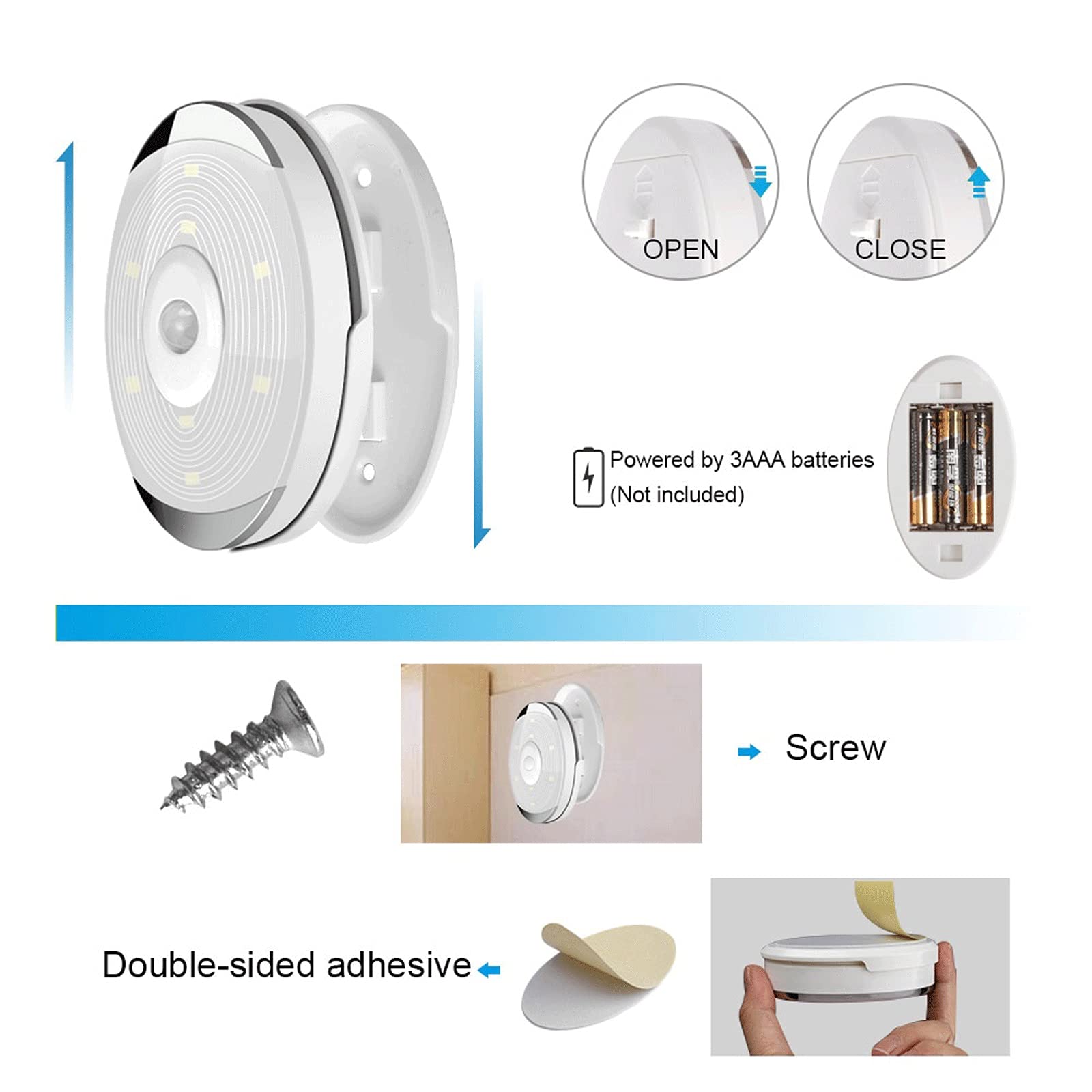 Luz Nocturna 3PCS LED Luces de gabinete Sensor de Movimiento Luces de Noche Blanco Caliente DIRIGIÓ Lámpara Nocturna para el Dormitorio Armario Escaleras Iluminación de la Cocina