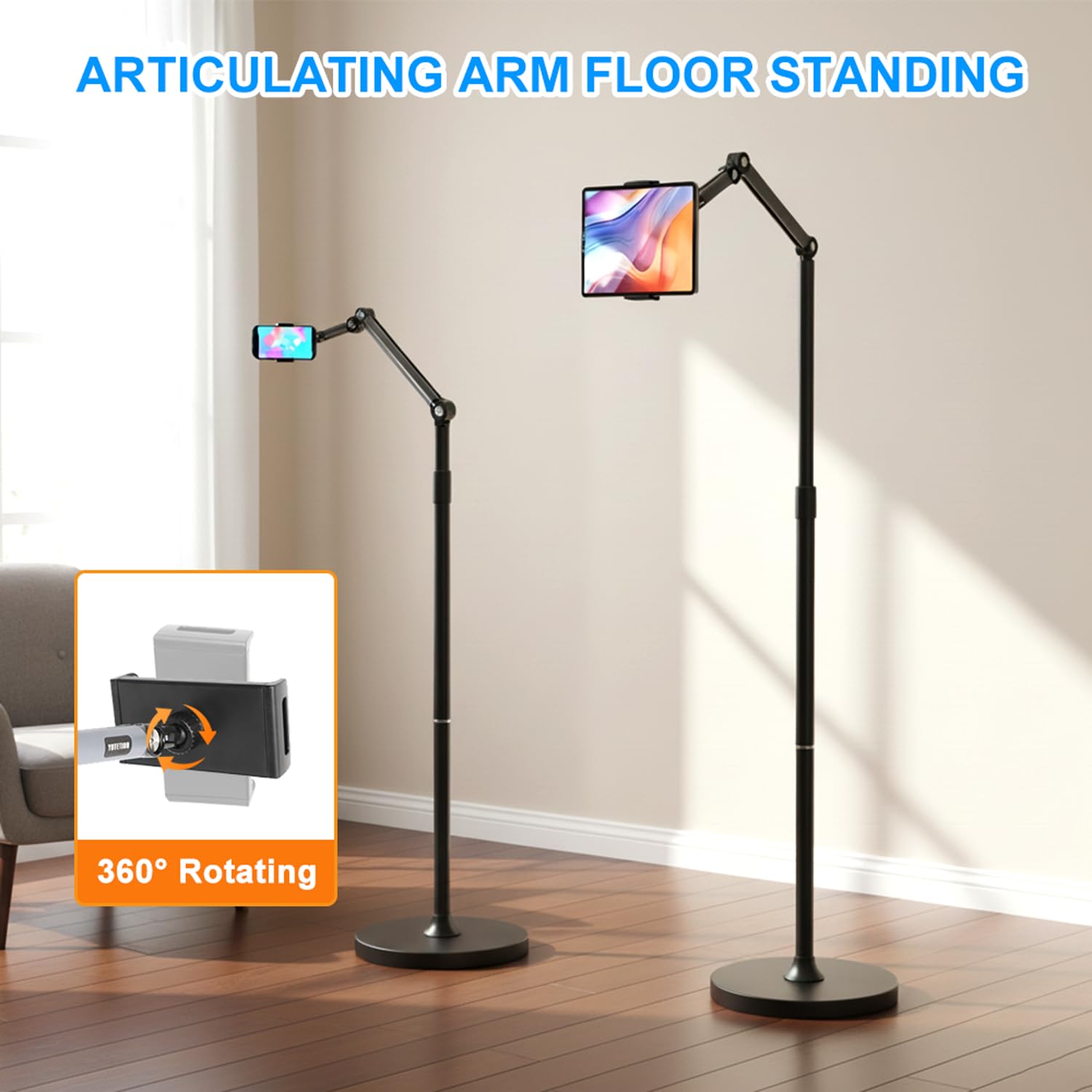 Soporte simple de pared, resistente y estable, diseño minimalista, ahorra espacio, altamente flexible, compatible con teléfonos y tabletas