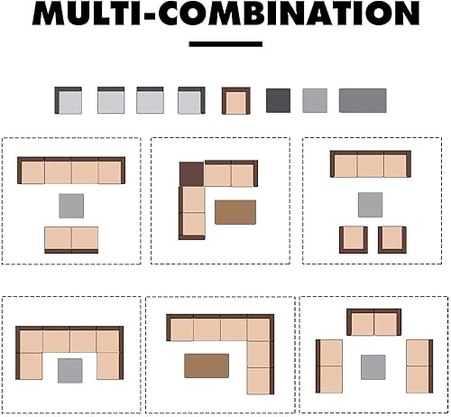 Miniatura 8 de Grand patio Muebles de exterior, sofá modular de mimbre para patio, sofá individual con cojines gruesos para terraza, porche, piscina, jardín