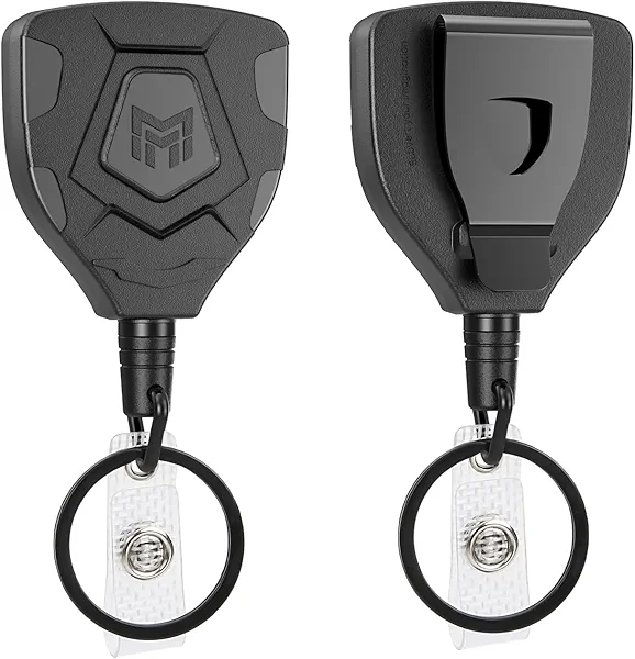 MNGARISTA Heavy Duty Retractable Keychain with Belt Clip, ID Badge Reel Key Chain, Badge Holder with 31.5' Steel Cord and Key Ring, 9.0oz, 2-Pack