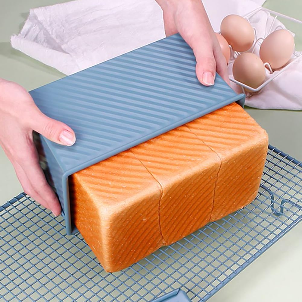 Tapa De Molde Para Pan Pullman Con Verde Oscuro, Capacidad De Masa De 1 Libra, Molde Para Pan Rectangular, Moldes Para Pan Largos Antiadherentes Para Pan Casero, Moldes Antiadherentes