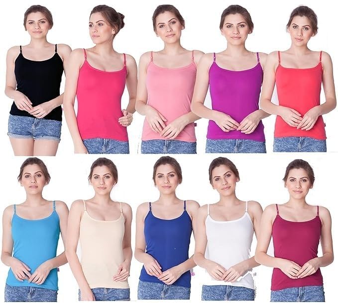 Women’s Non-Padded Full-Length Camisole Slip in Multicolor – Soft, Lightweight, Comfortable Innerwear for Layering or Nightwear-image-35