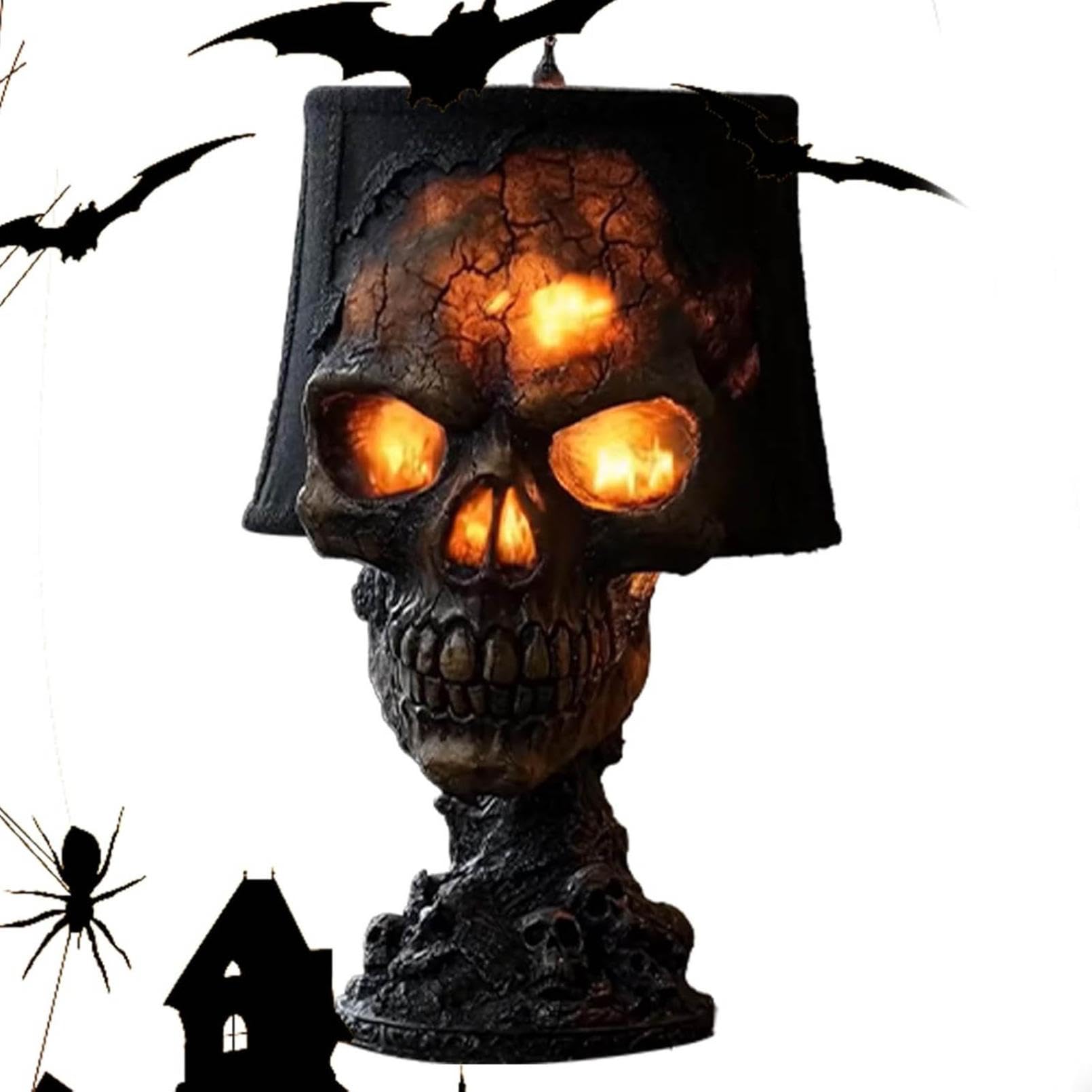 Generic Gothic Skull Lamp, Lava Stone Skull Lamp, Skull Halloween Decoration, Gothic USB Skull Desk Lamps, Halloween Lighting Ambiance for Room Party, Resin Statue