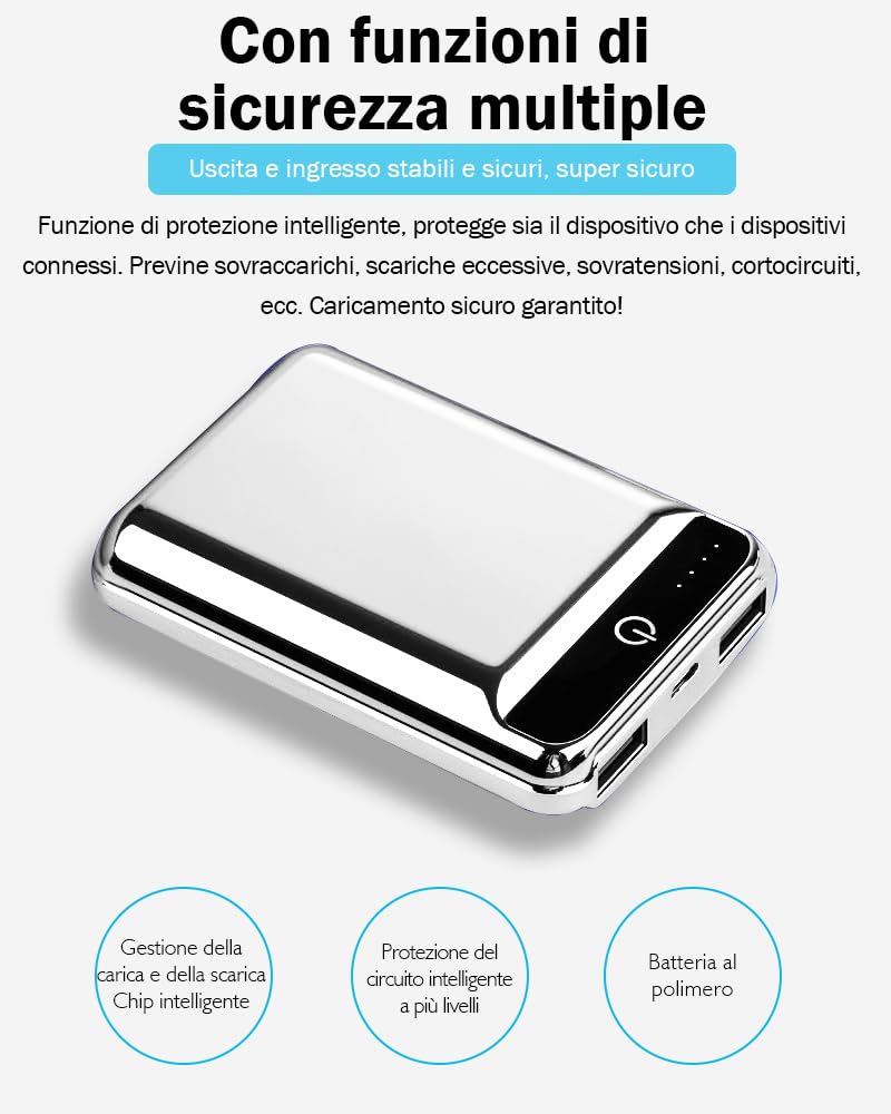 Powerbank 10000 mAh - Alta Capacità Tripla uscita | Ricarica rapida bidirezionale