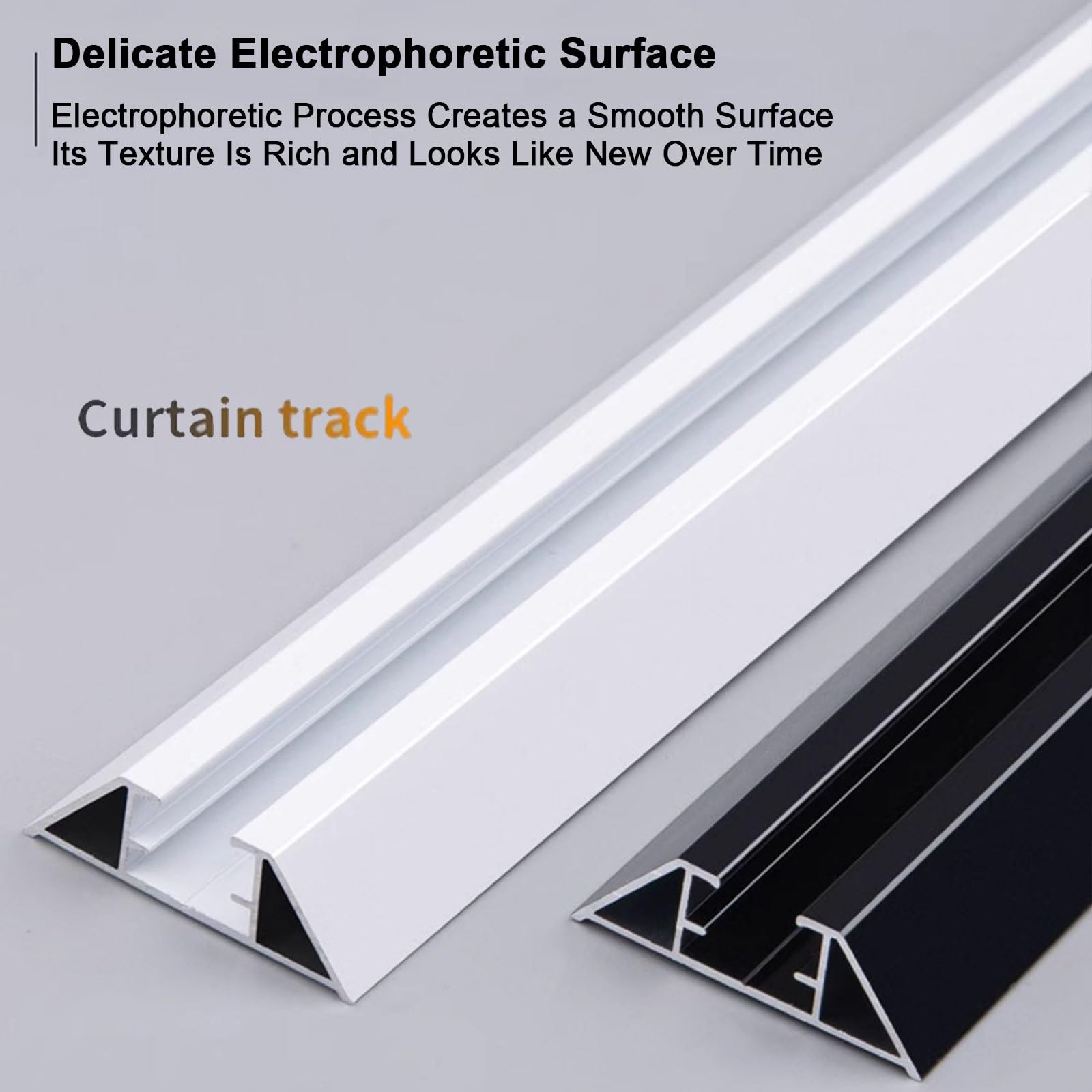 Rail de Rideau, Montage Plafond, Rail Rideaux avec Rouleaux Silencieux, Tringle à Rideaux pour Salon Douche(Black,180cm/5.9ft(2 * 90cm))