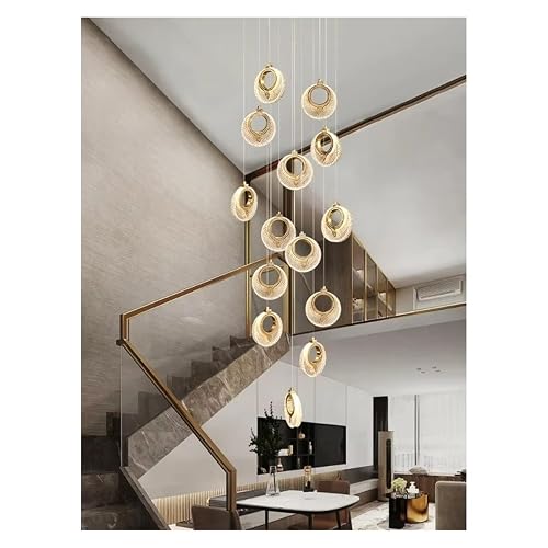 Luxury Duplex Staircase Light Long Chandelier Modern Villa Living Room