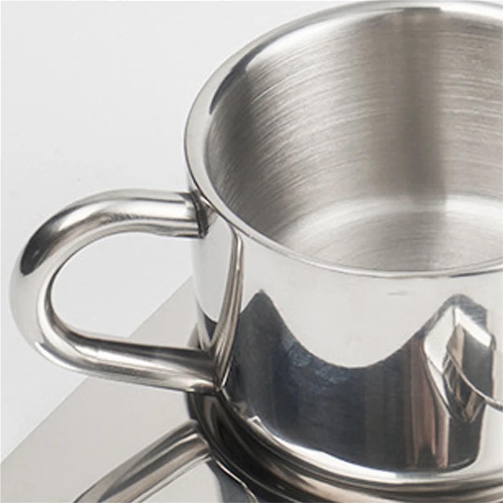 Juego de tazas café acero inoxidable 304, taza Simple, leche resistente al calor con platillo, cuchara, vajilla, 175ML Para café y bebidas