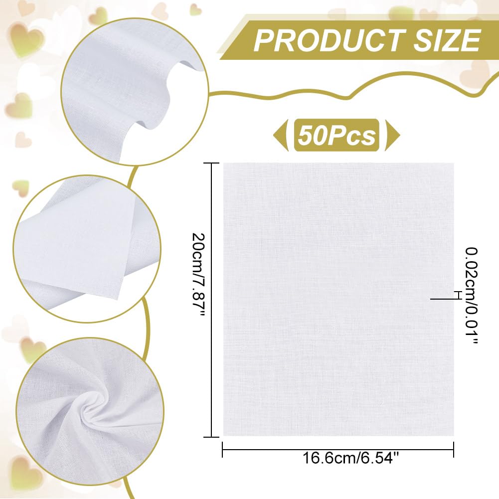 50 Pezzi Tessuto Cotone Per Ricamo | Quadrati 15x15 Cm | Per Punto Croce, Tie-Dye E Cucito - Foto 3