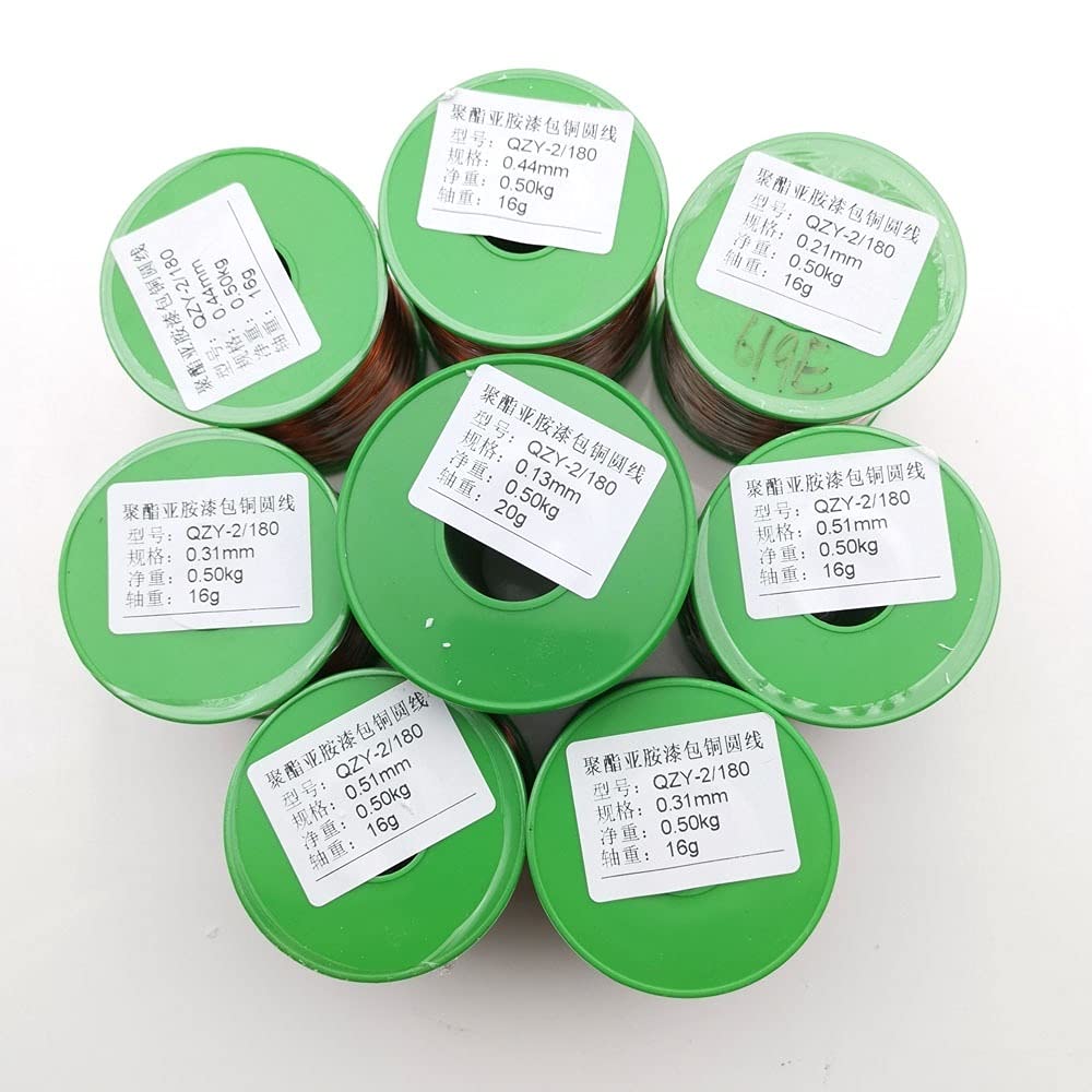 Generisch 500g Kupferdrahtmagnetdraht emaillierte Kupferwickeldrahtspulenkupferdrahtwickeldraht Hochtemperaturbeständigkeit QZY-2/180 ℃ (Größe : 0.49mm-500g)