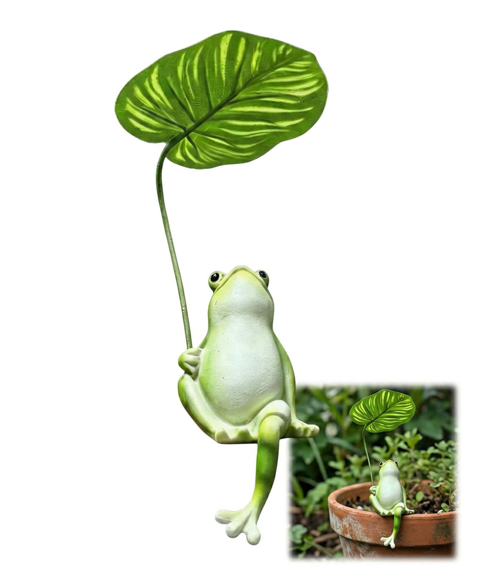 1PCS Resin Frog Statue, Quirky Home Decor for Garden and Fish Tank, Outdoor Frog Decor with Leaf Parasol, Desktop Decoration for Zen Spaces-image-47