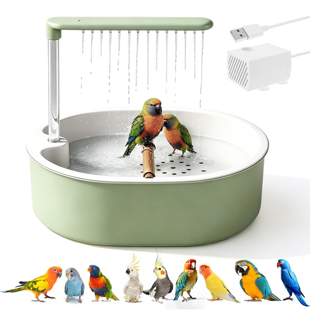 Bañera Automática para Pájaros, Cubo Bañera para Pájaros Cuenco Pequeño para Bañera para Loros con Ducha de Agua Circulante Ducha Bañera para Periquitos Alondras y Pájaros Pequeños